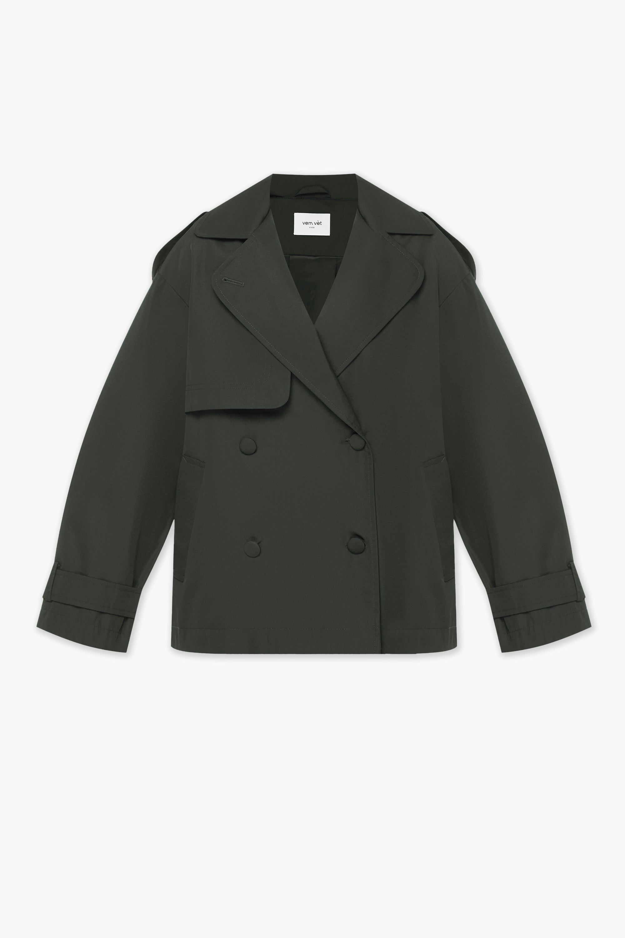 PARIS short trench coat in forest green