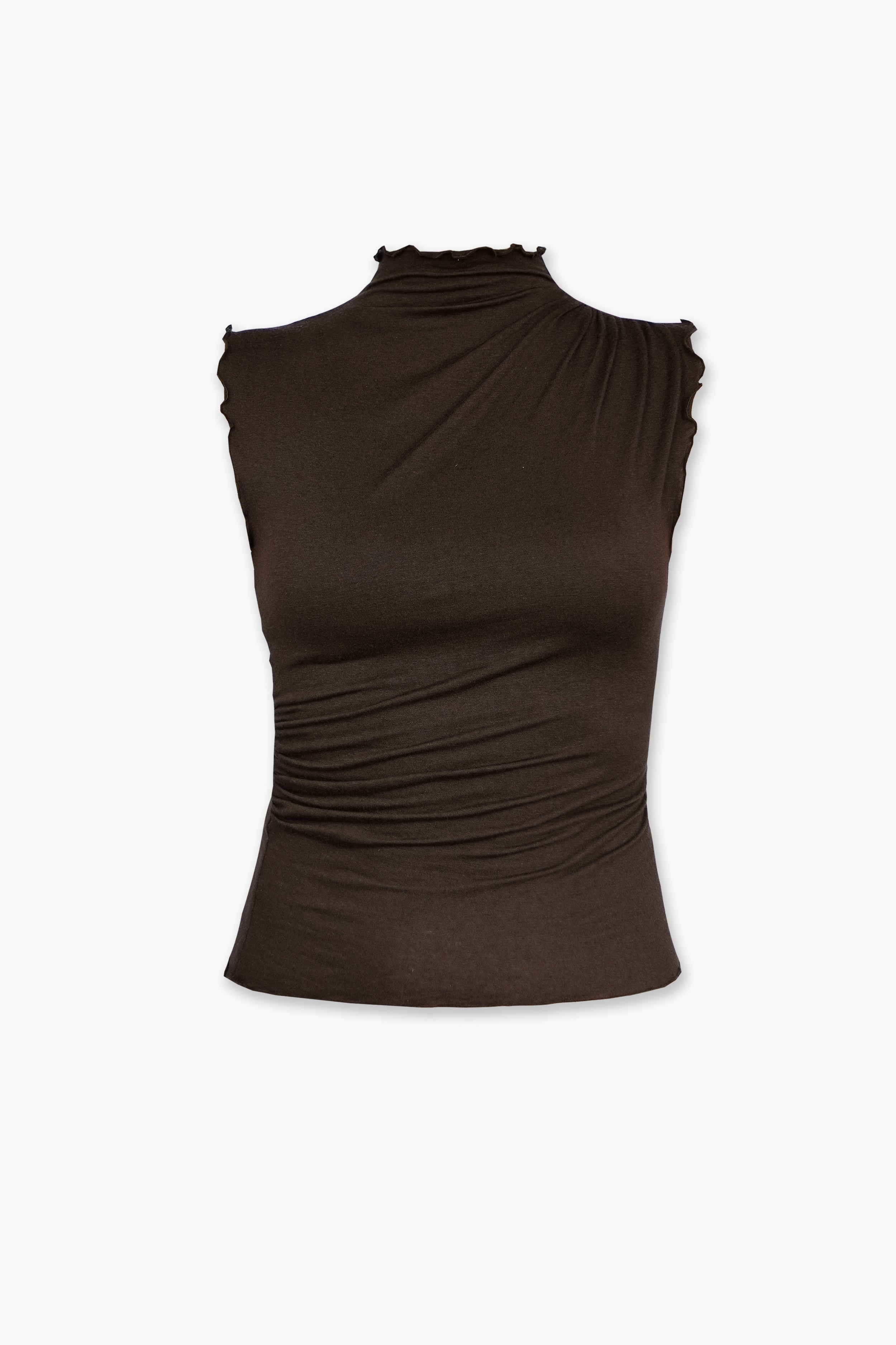 RUFFLE tank top in brown