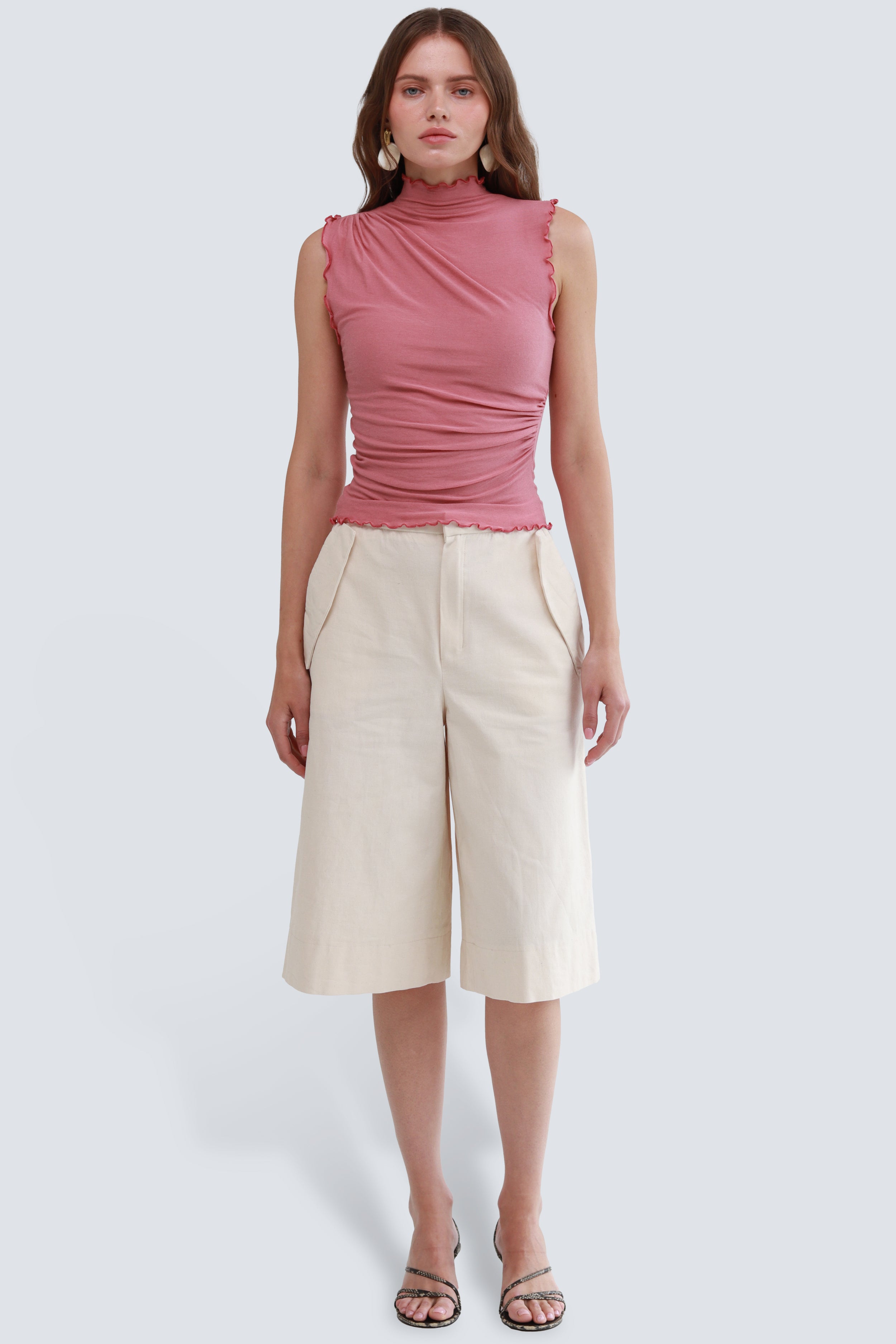 RUFFLE tank top in pink
