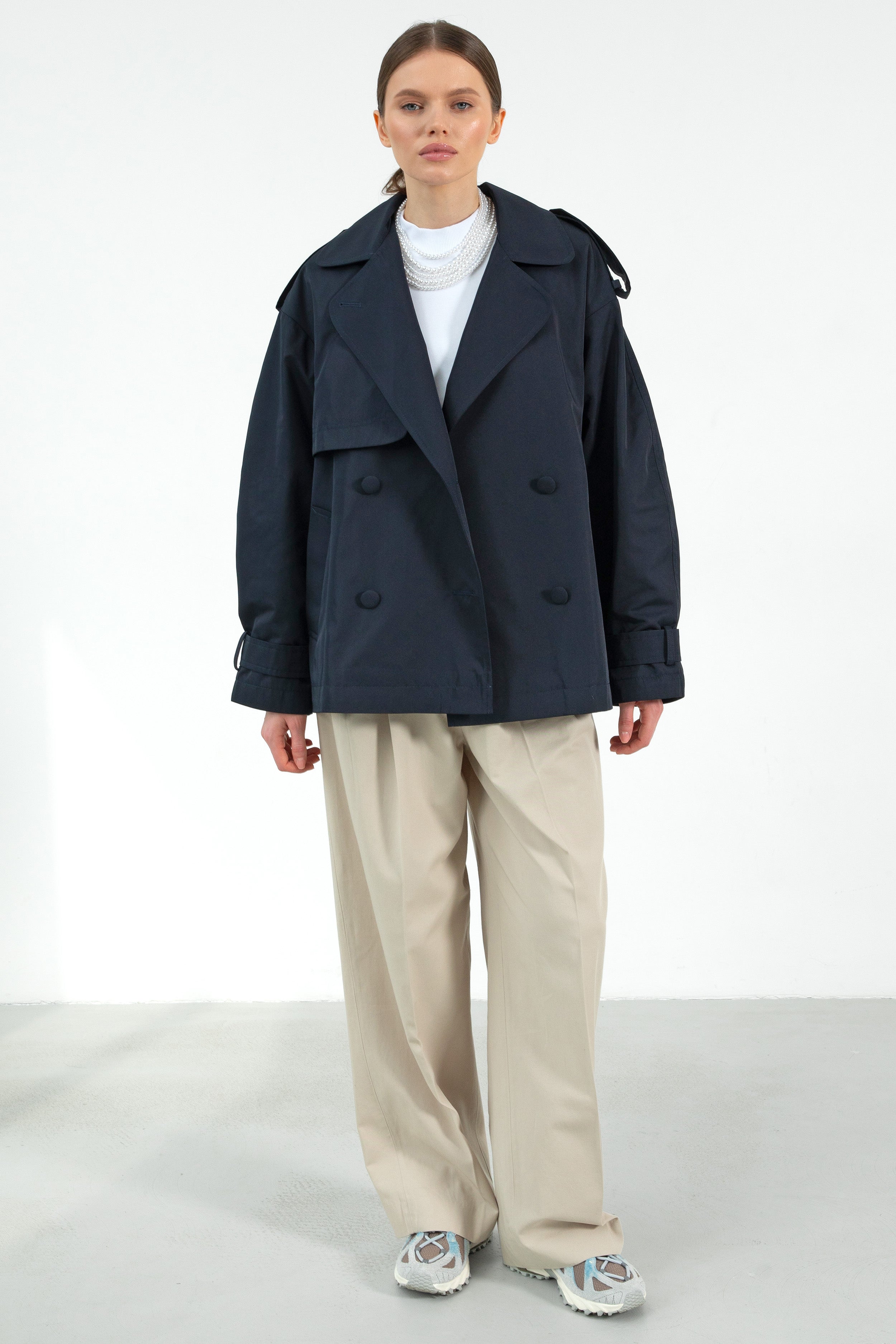 PARIS short trench coat in navy