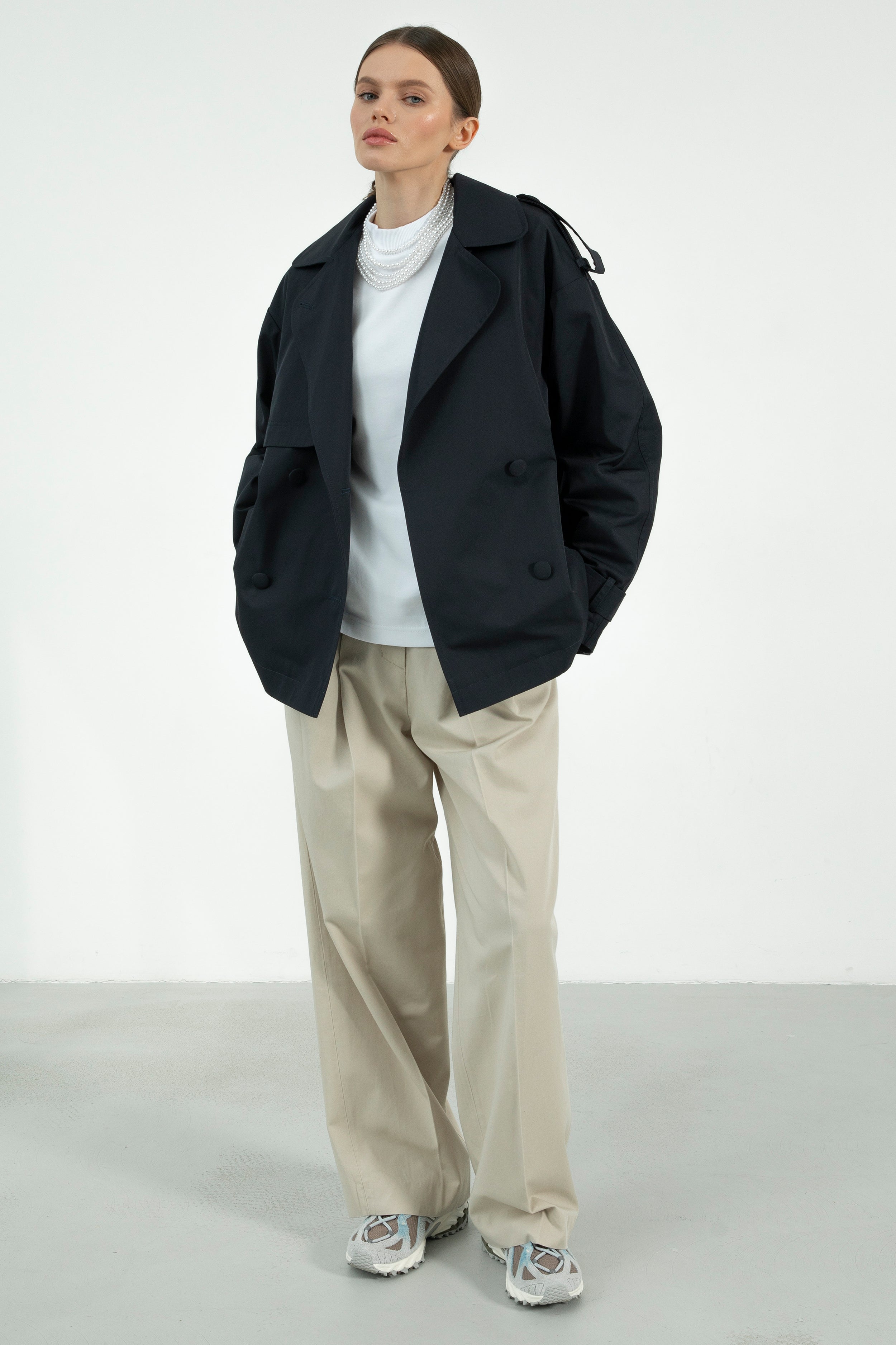 PARIS short trench coat in navy