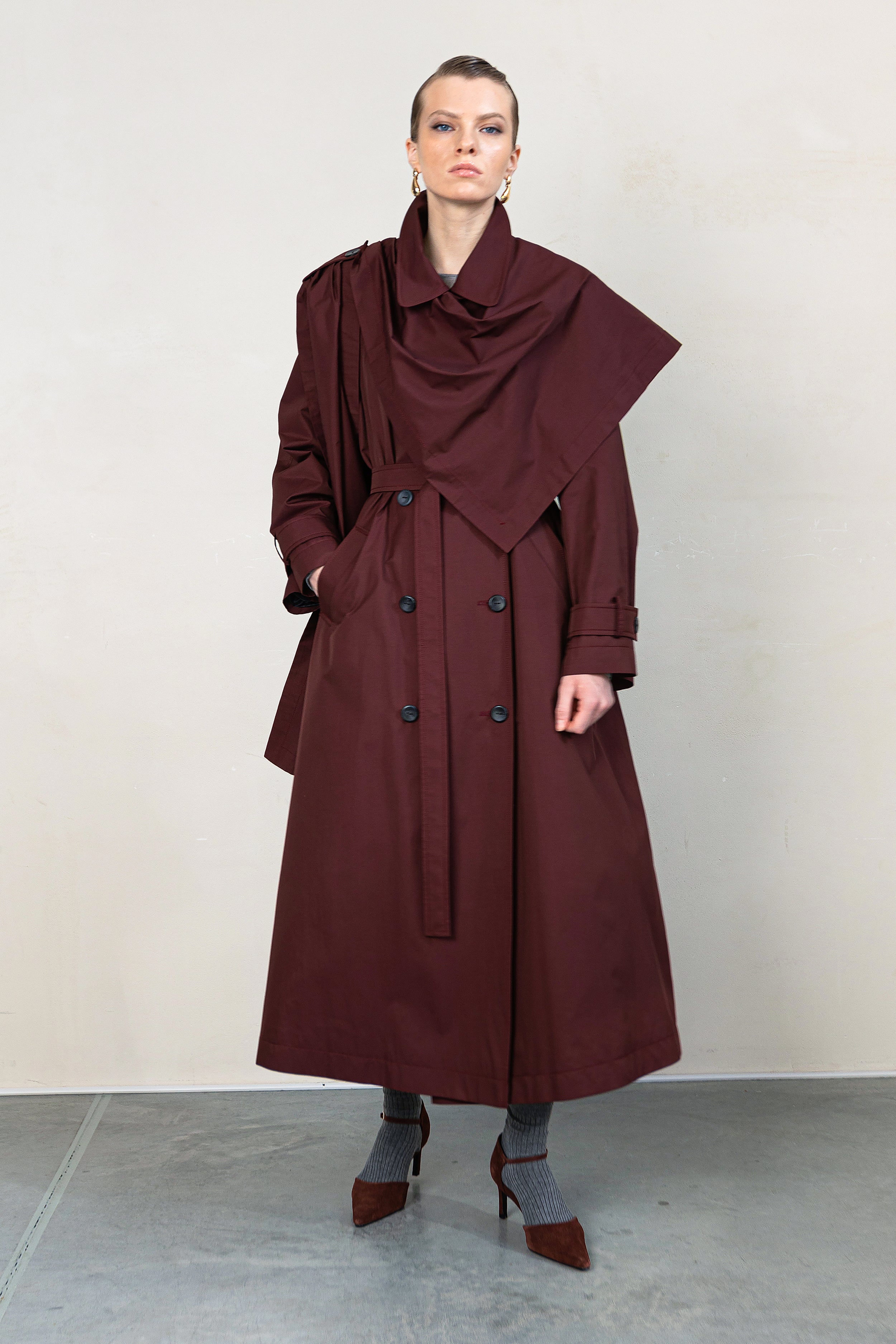 Тренчкот AMSTERDAM / бургунді