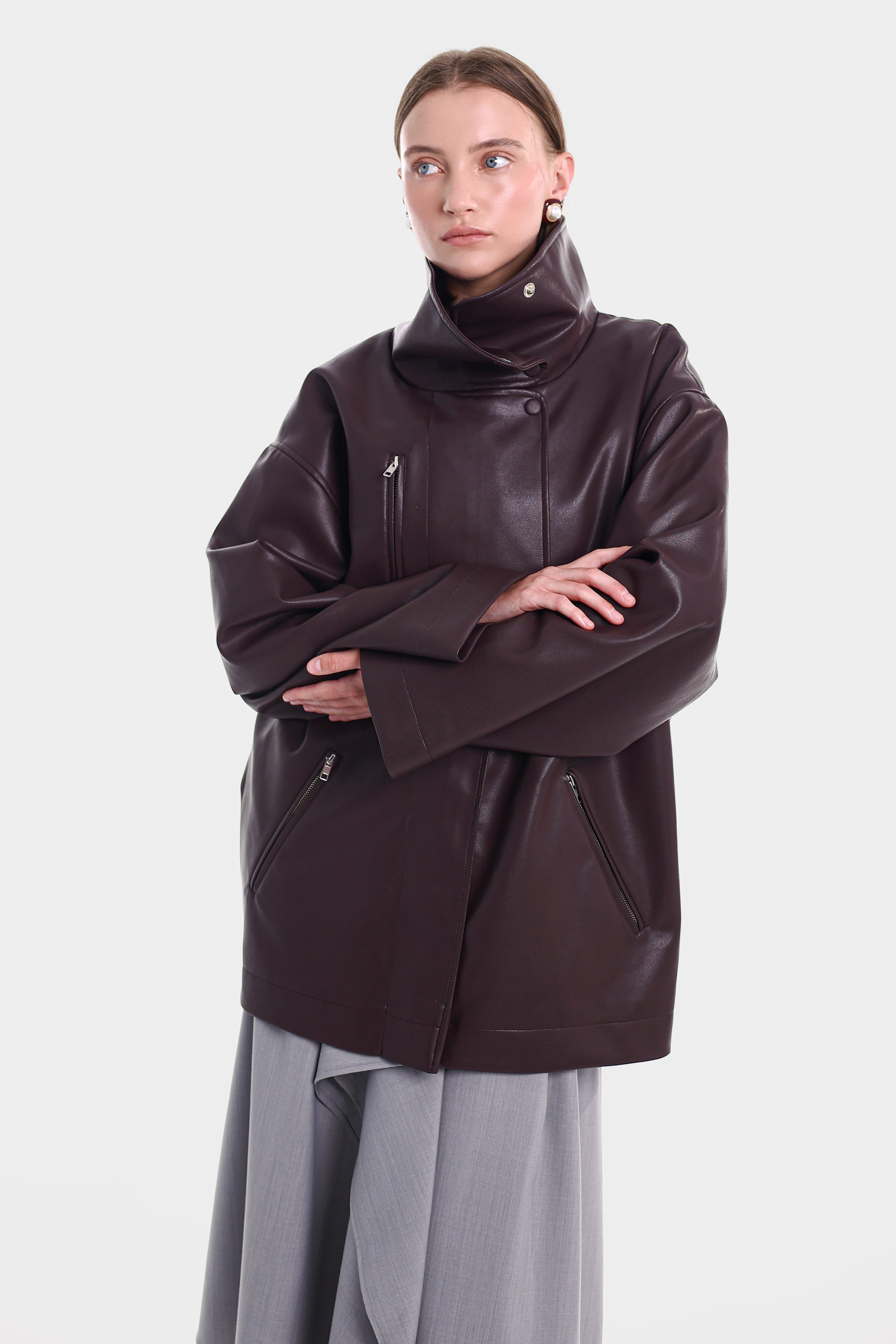 CAROLINE jacket in brushed burgundy