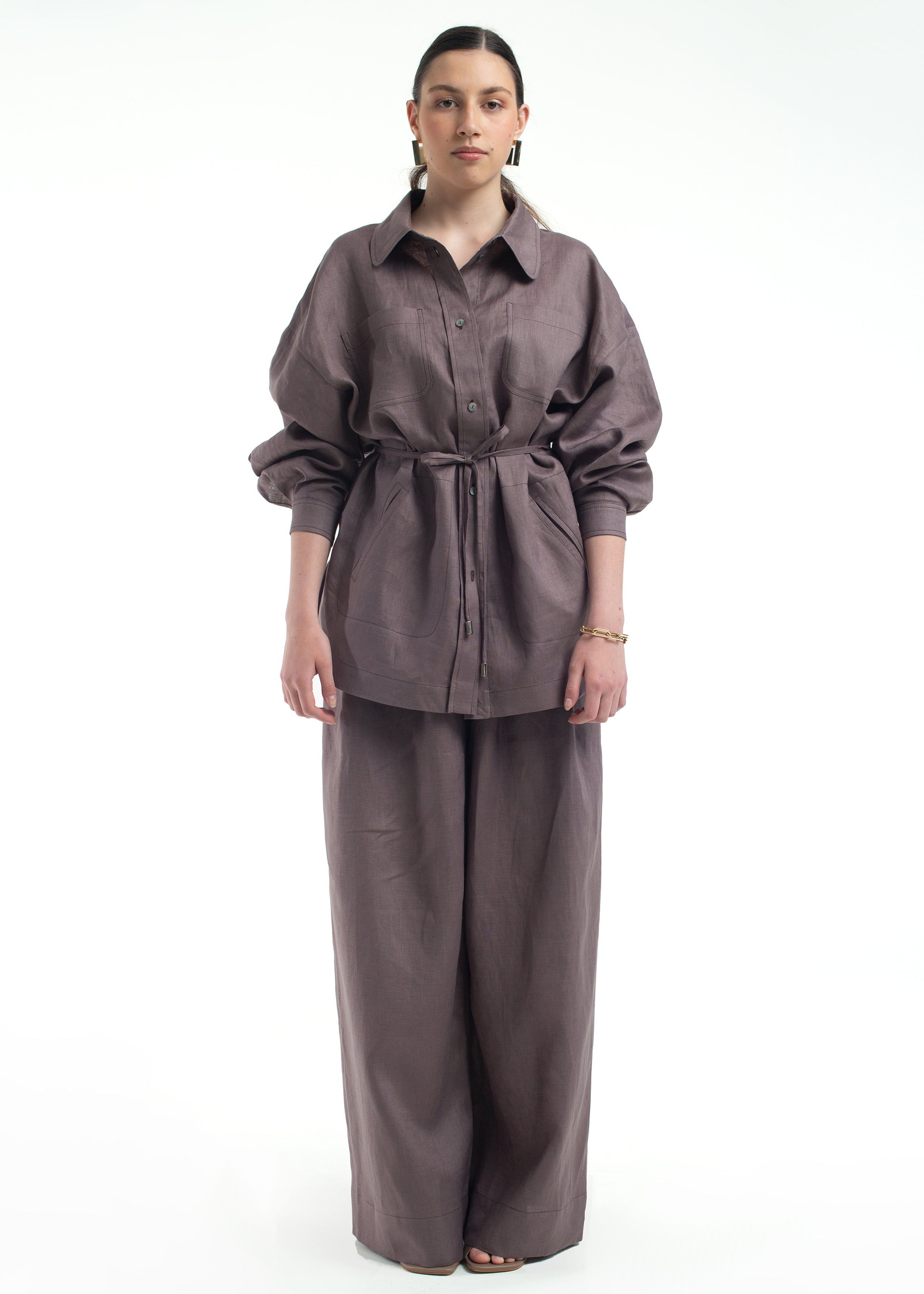 MENTON linen shirt in chocolate