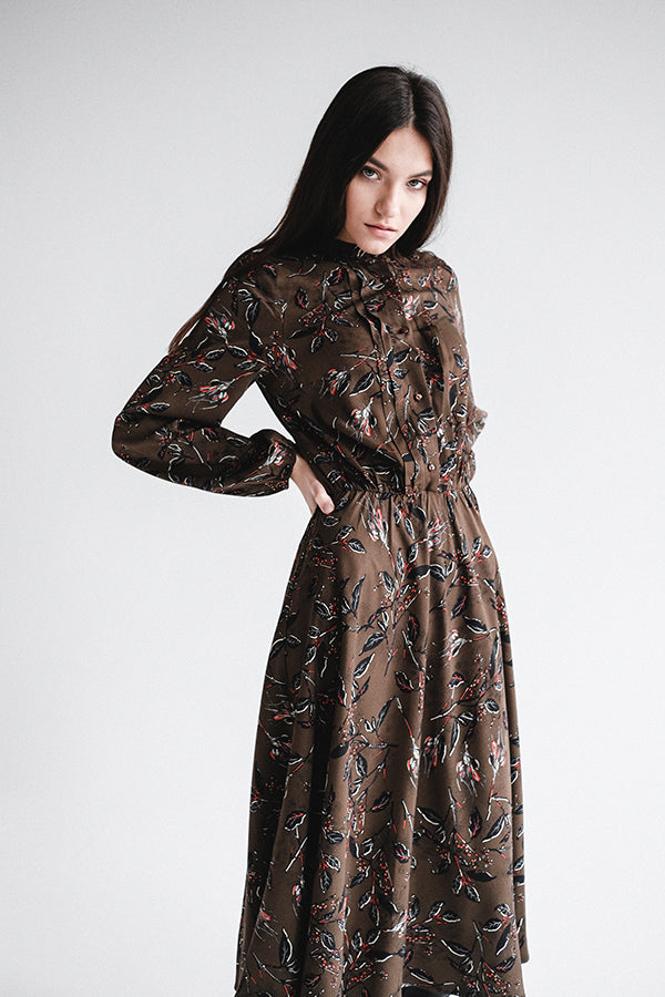 CHLOE midi dress in khaki