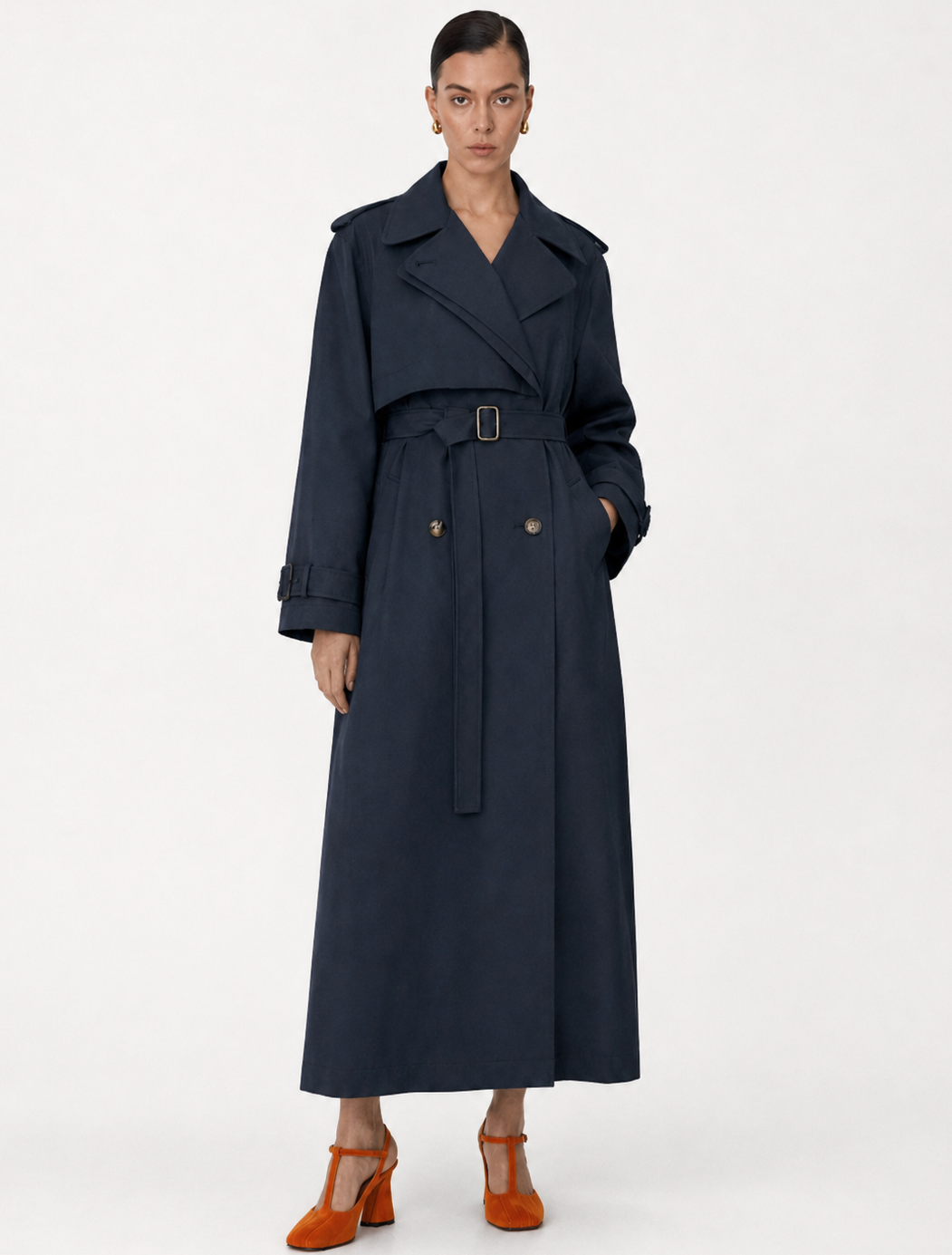 Тренч MILANO MAXI / темний синій
