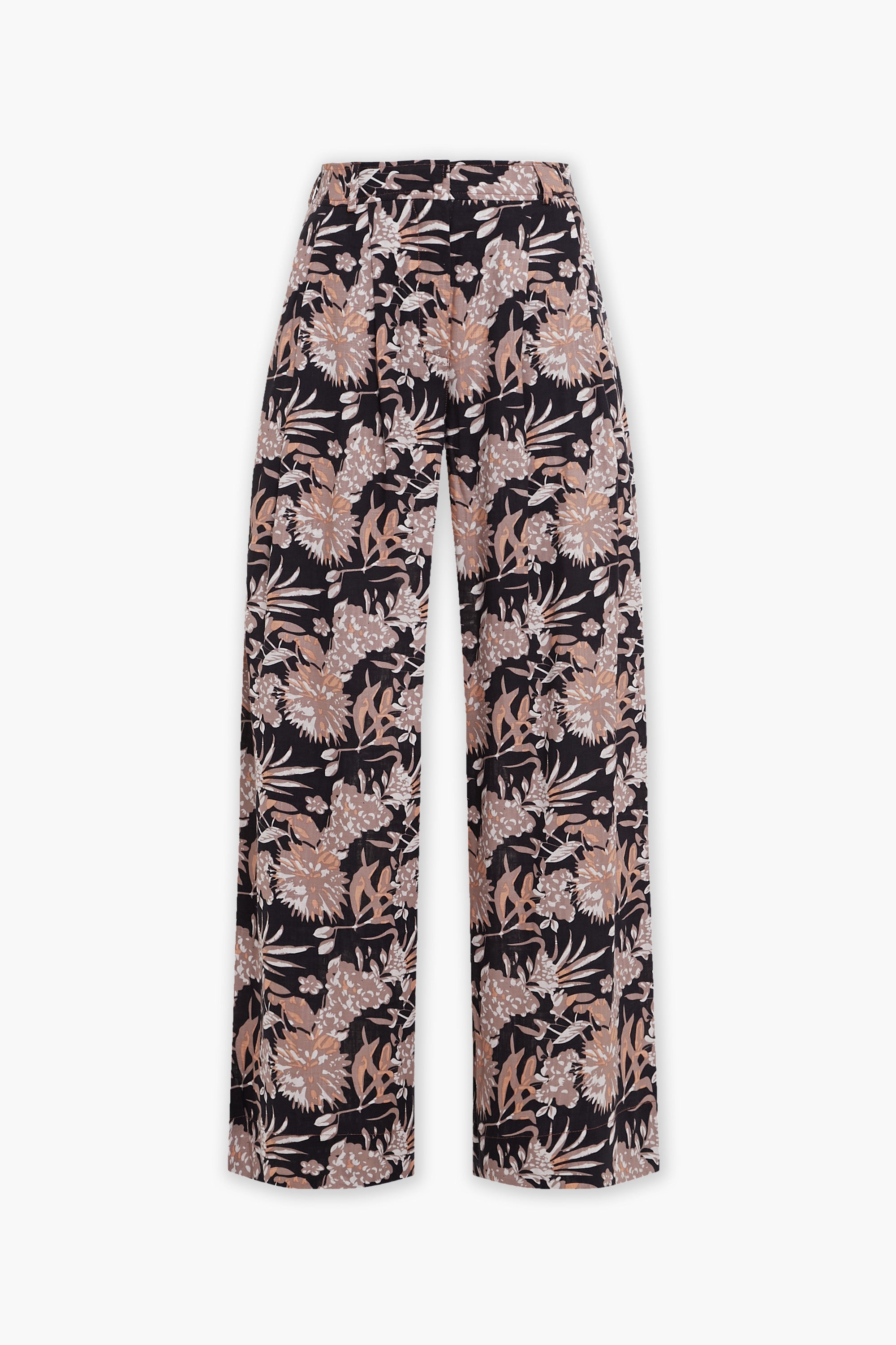 Linen pants Menton in yellow & black print