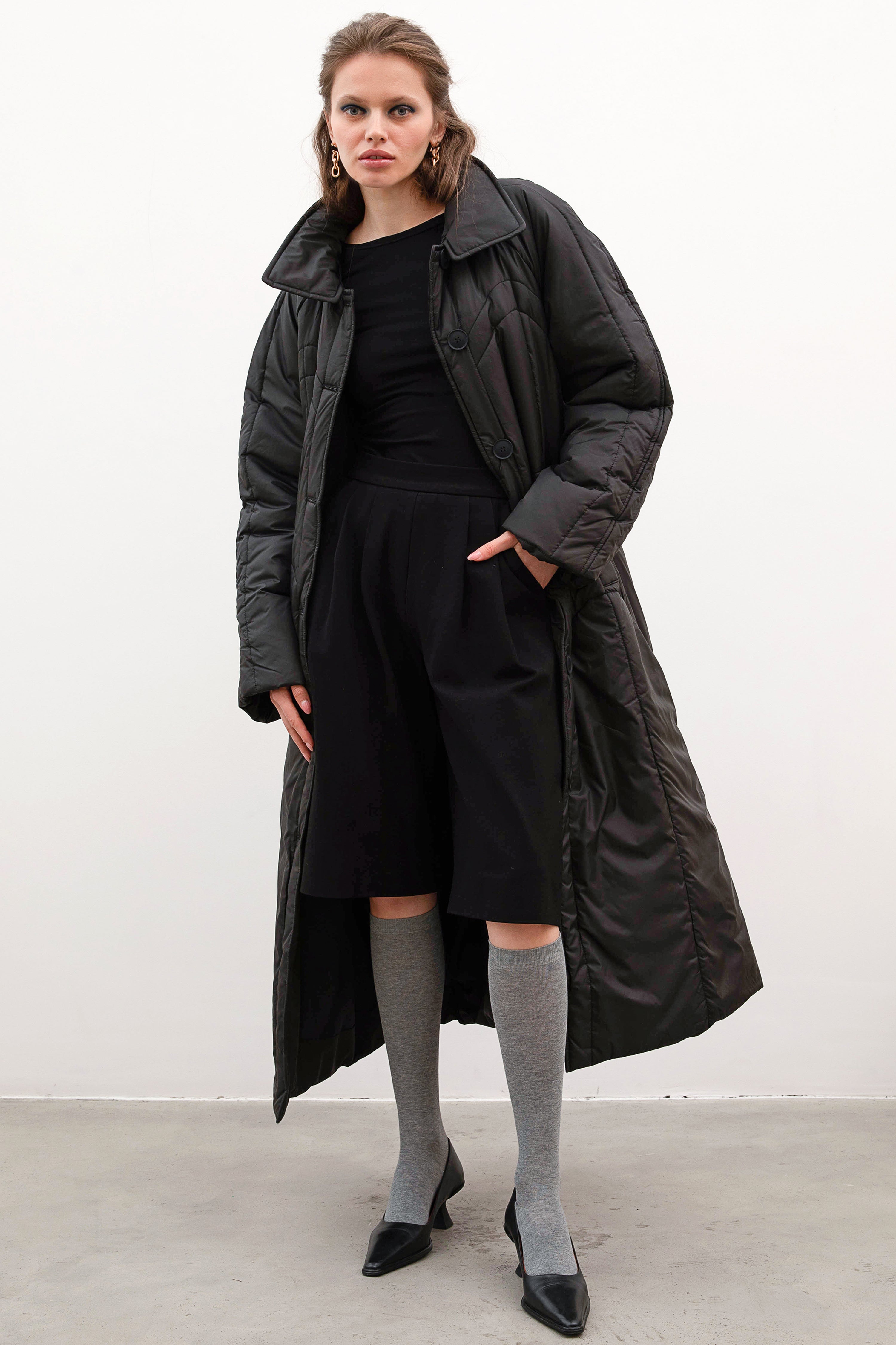 OSLO maxi coat in black