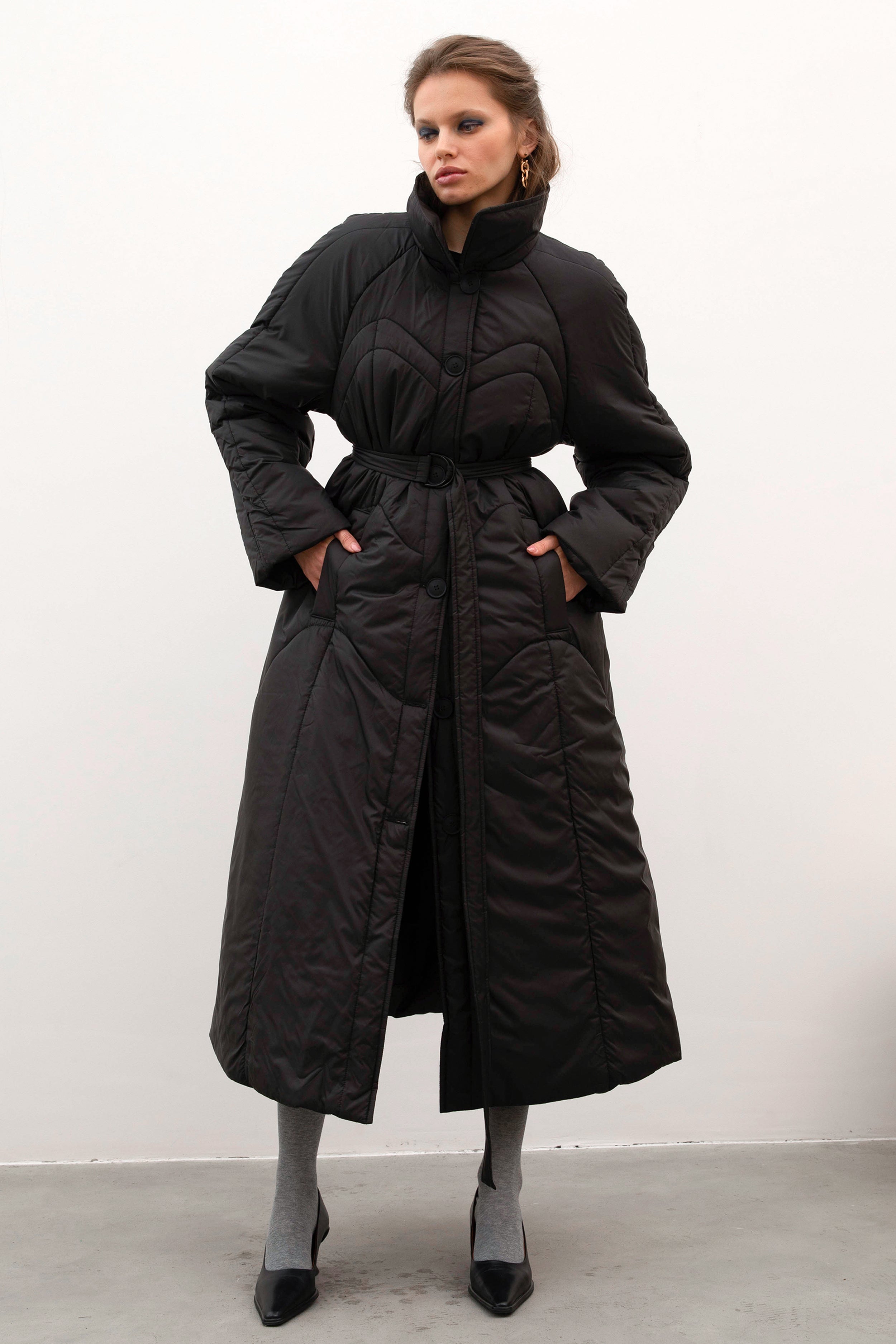 OSLO maxi coat in black