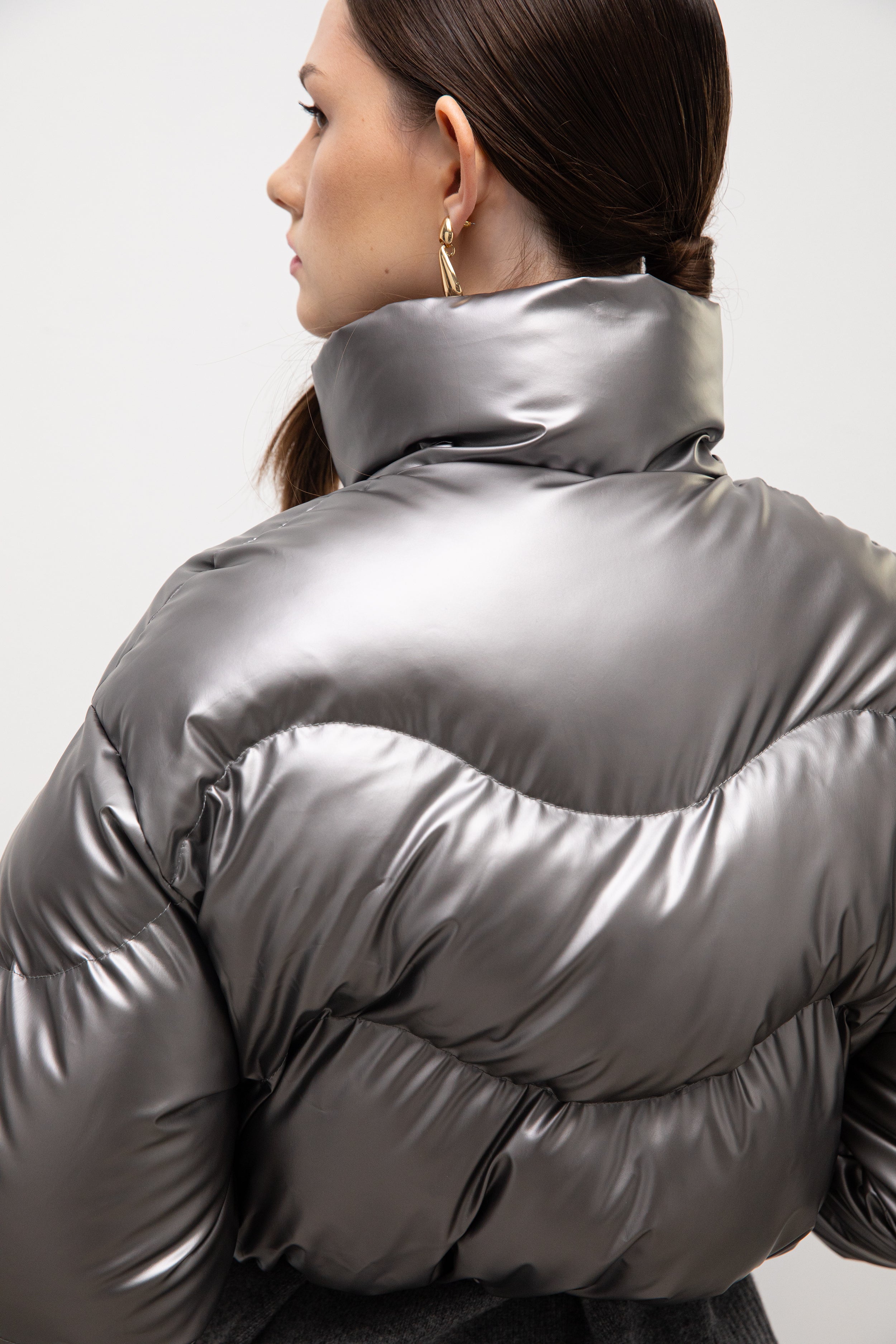 Baby puffer jacket in silver