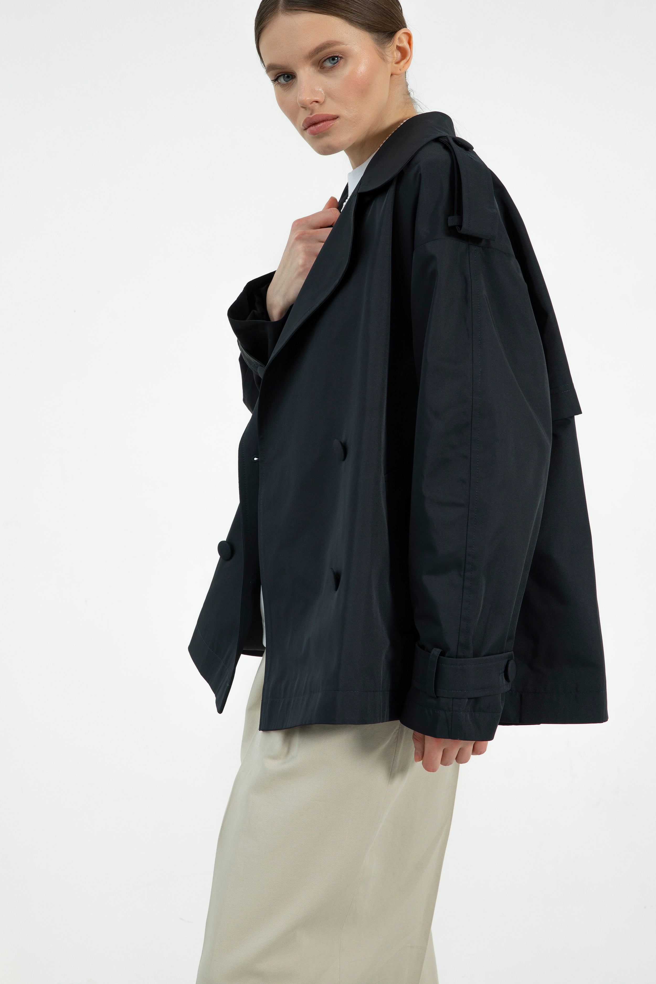 PARIS short trench coat / navy