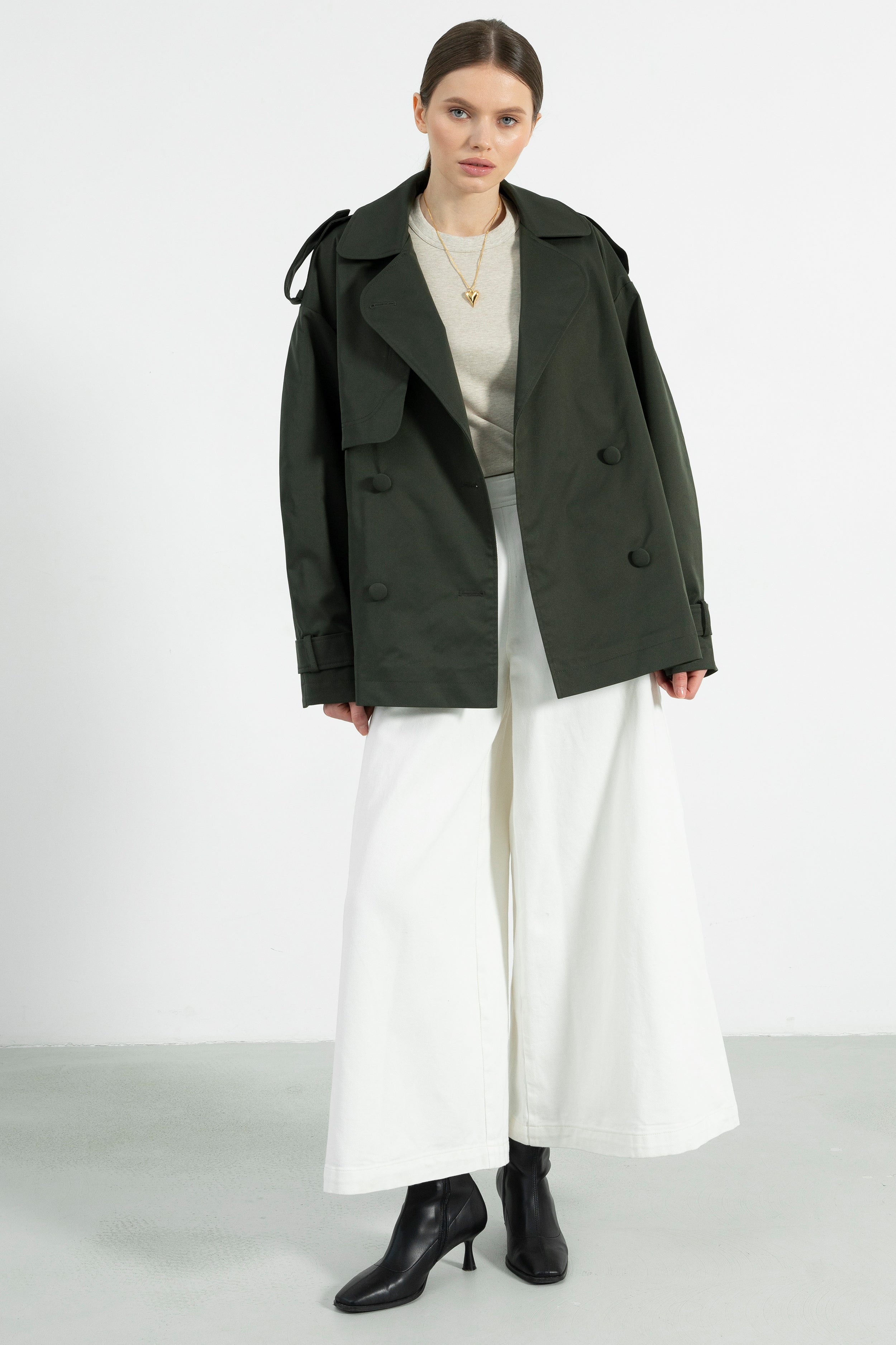 PARIS short trench coat / forest green