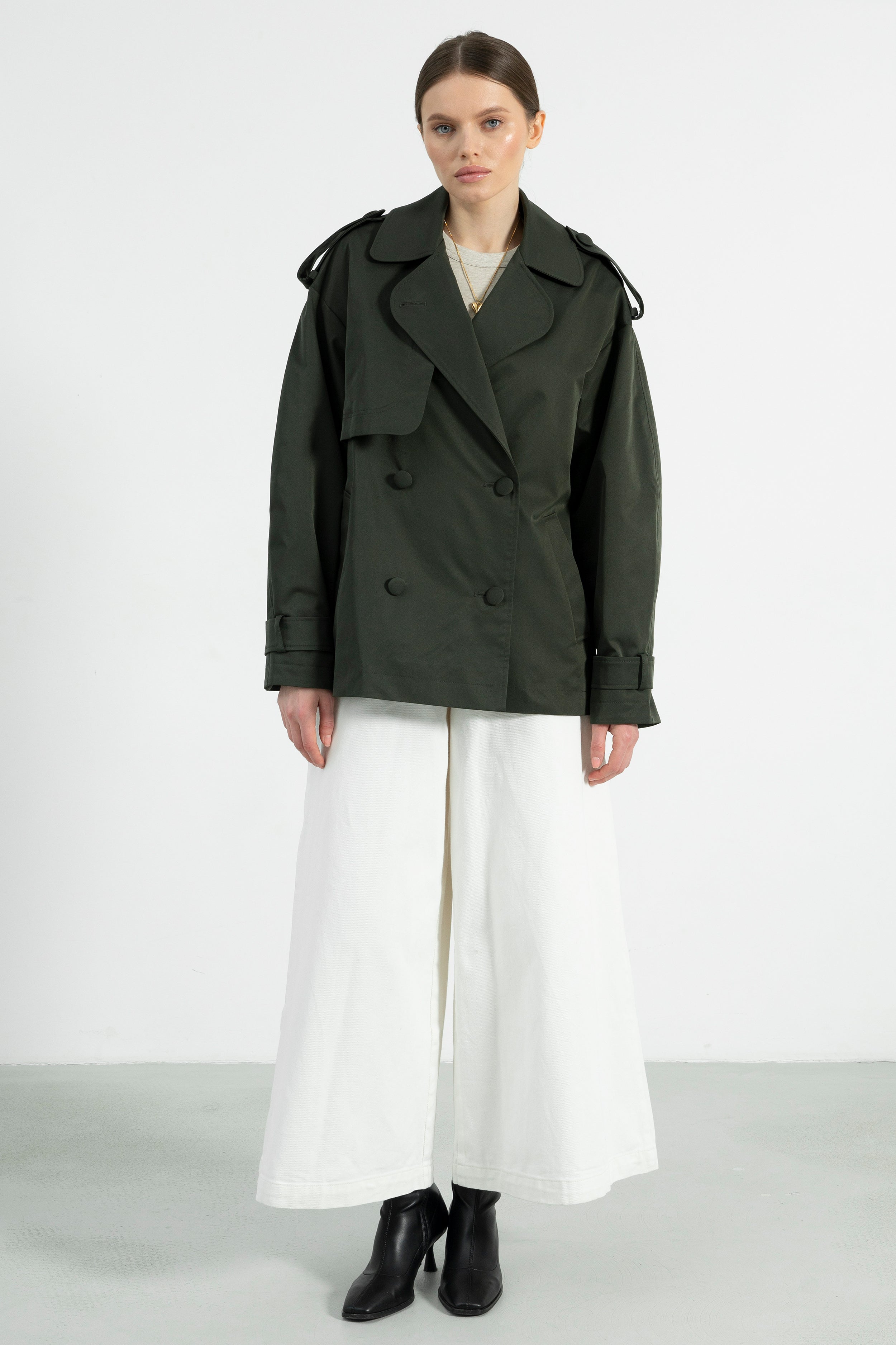 PARIS short trench coat / forest green