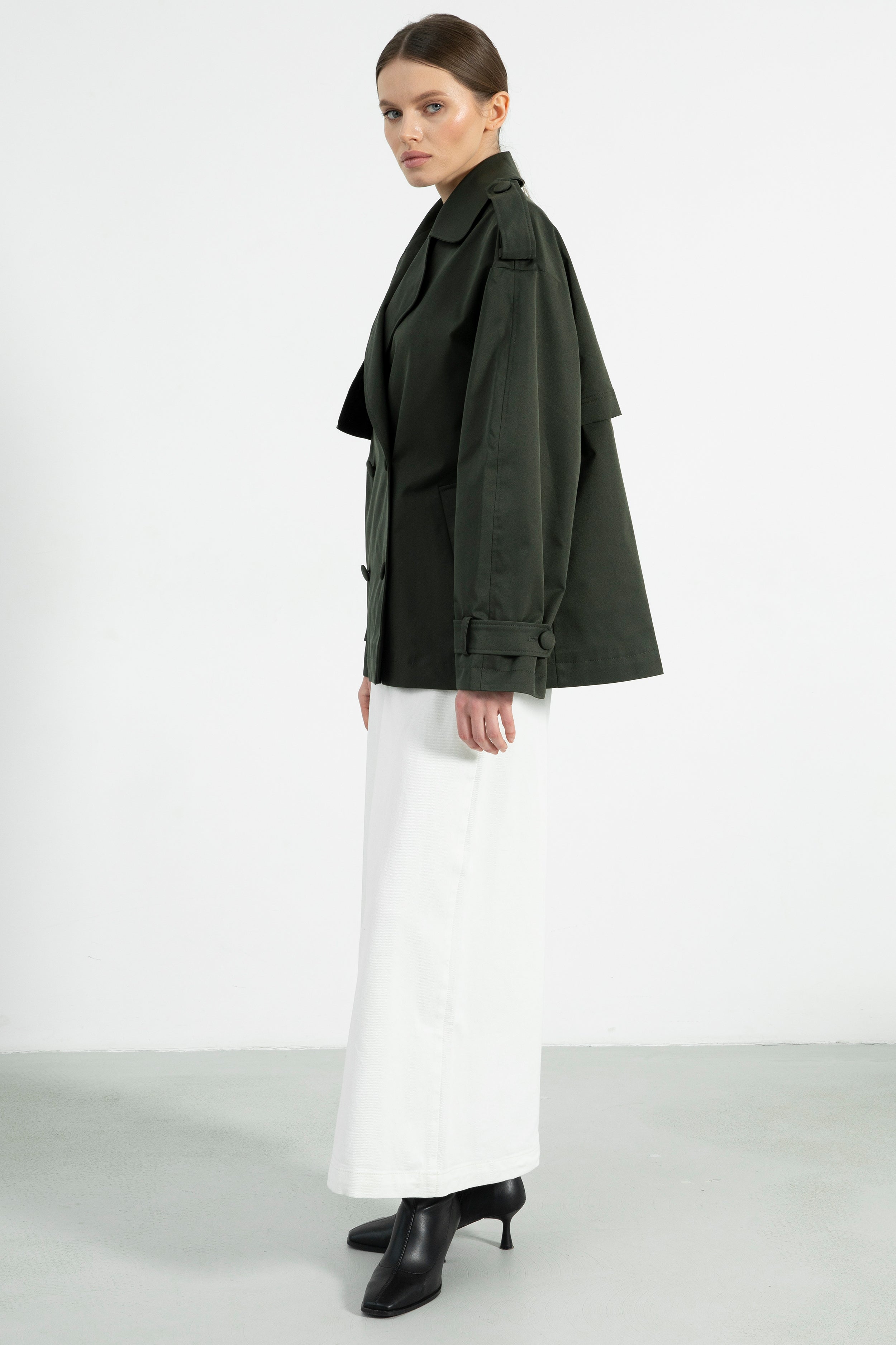 PARIS short trench coat / forest green