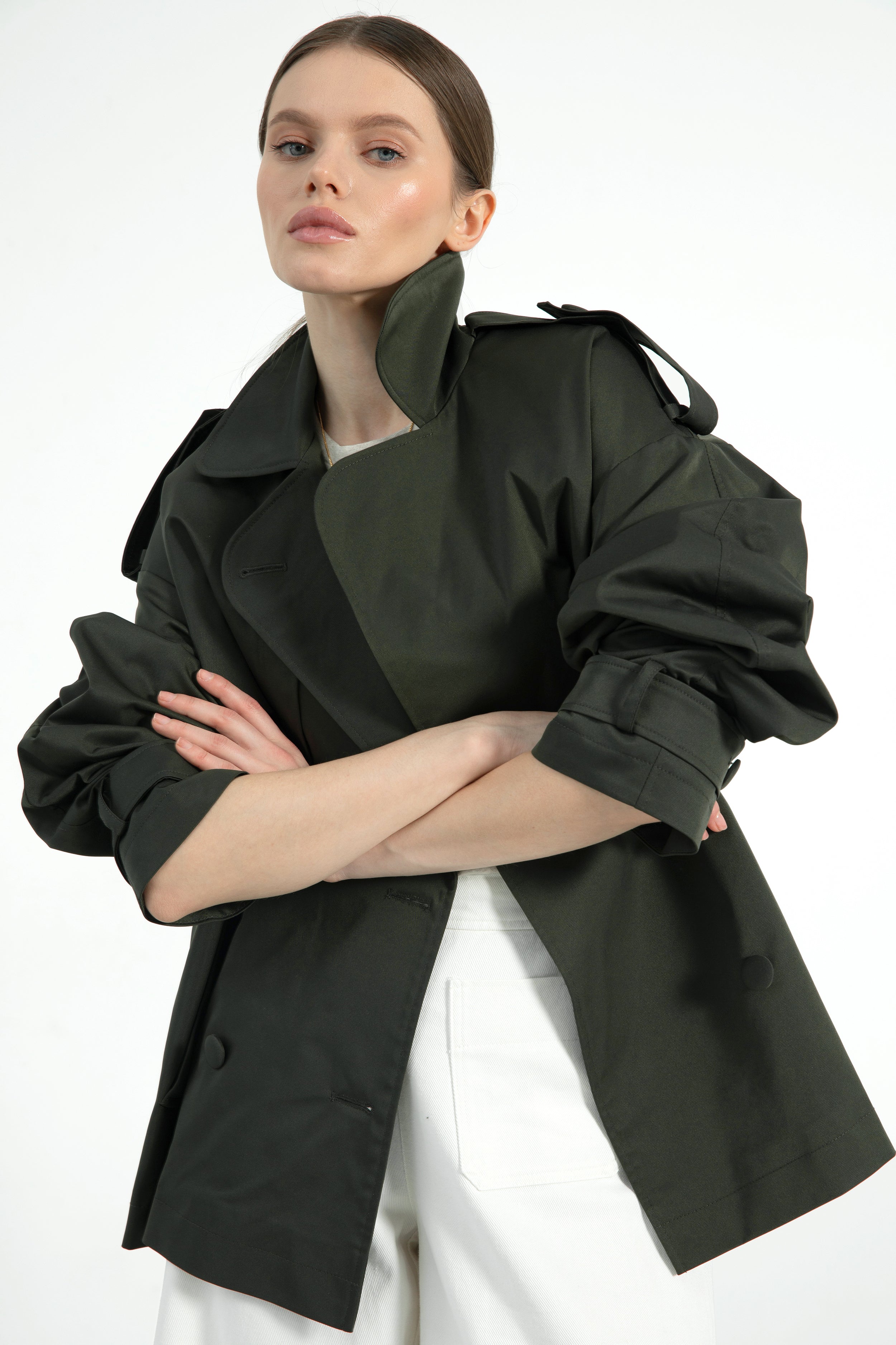 Forest green trench coat hotsell