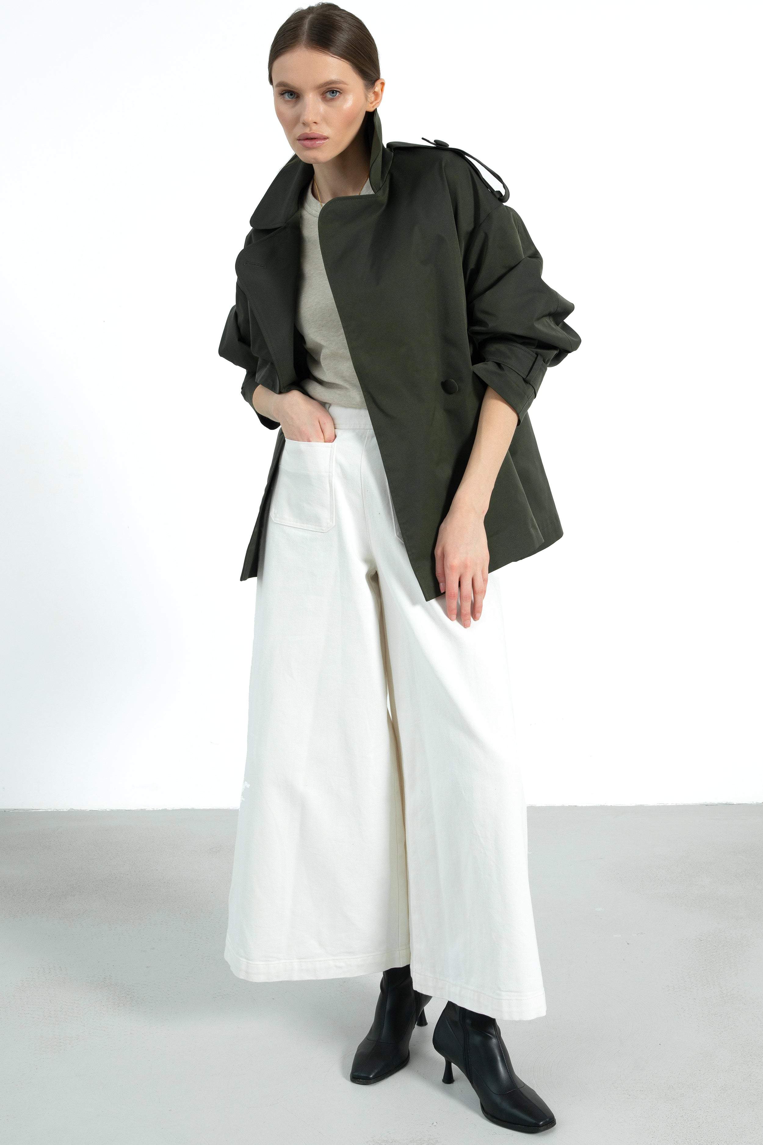 PARIS short trench coat / forest green