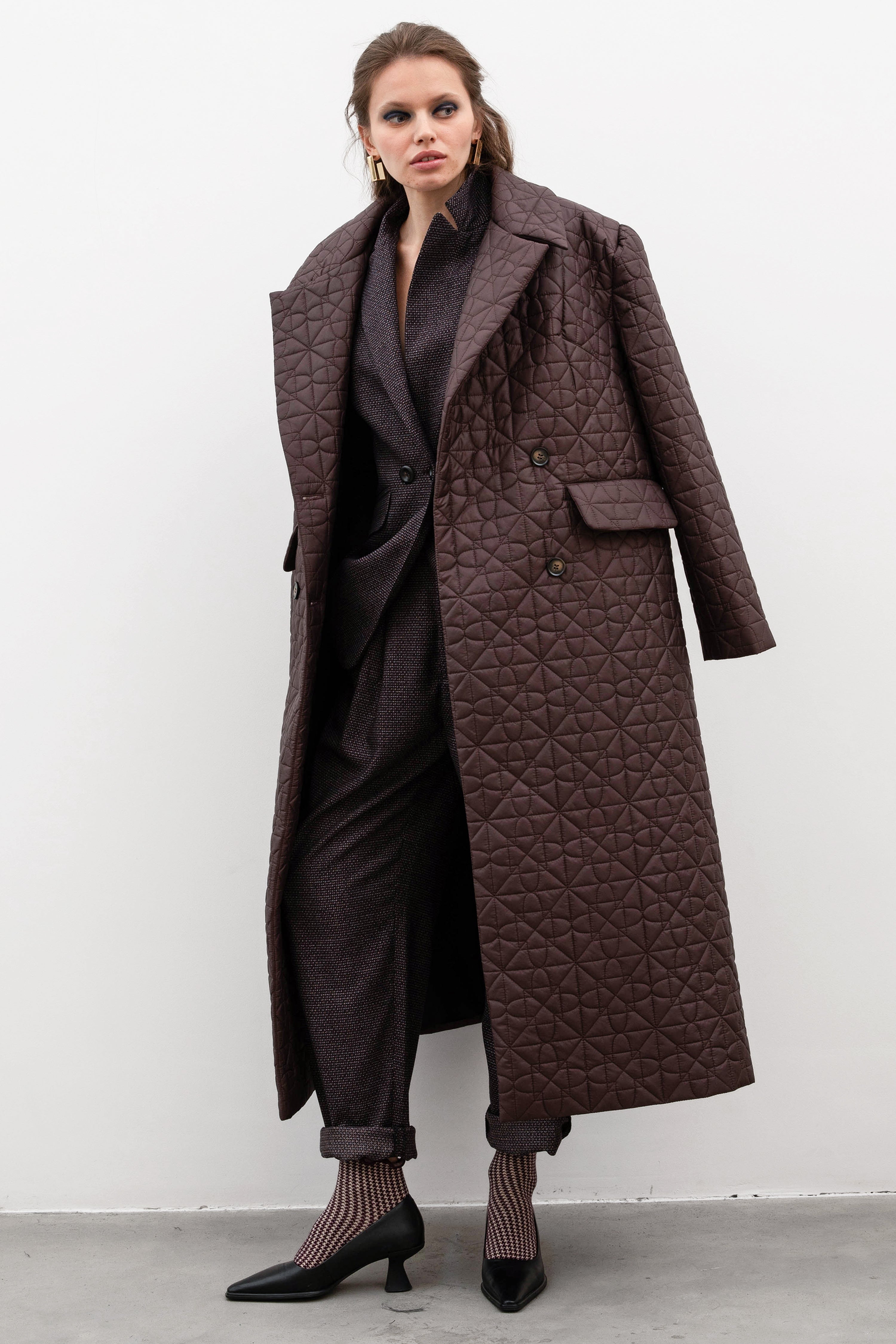 FREJA maxi coat / deep wine red