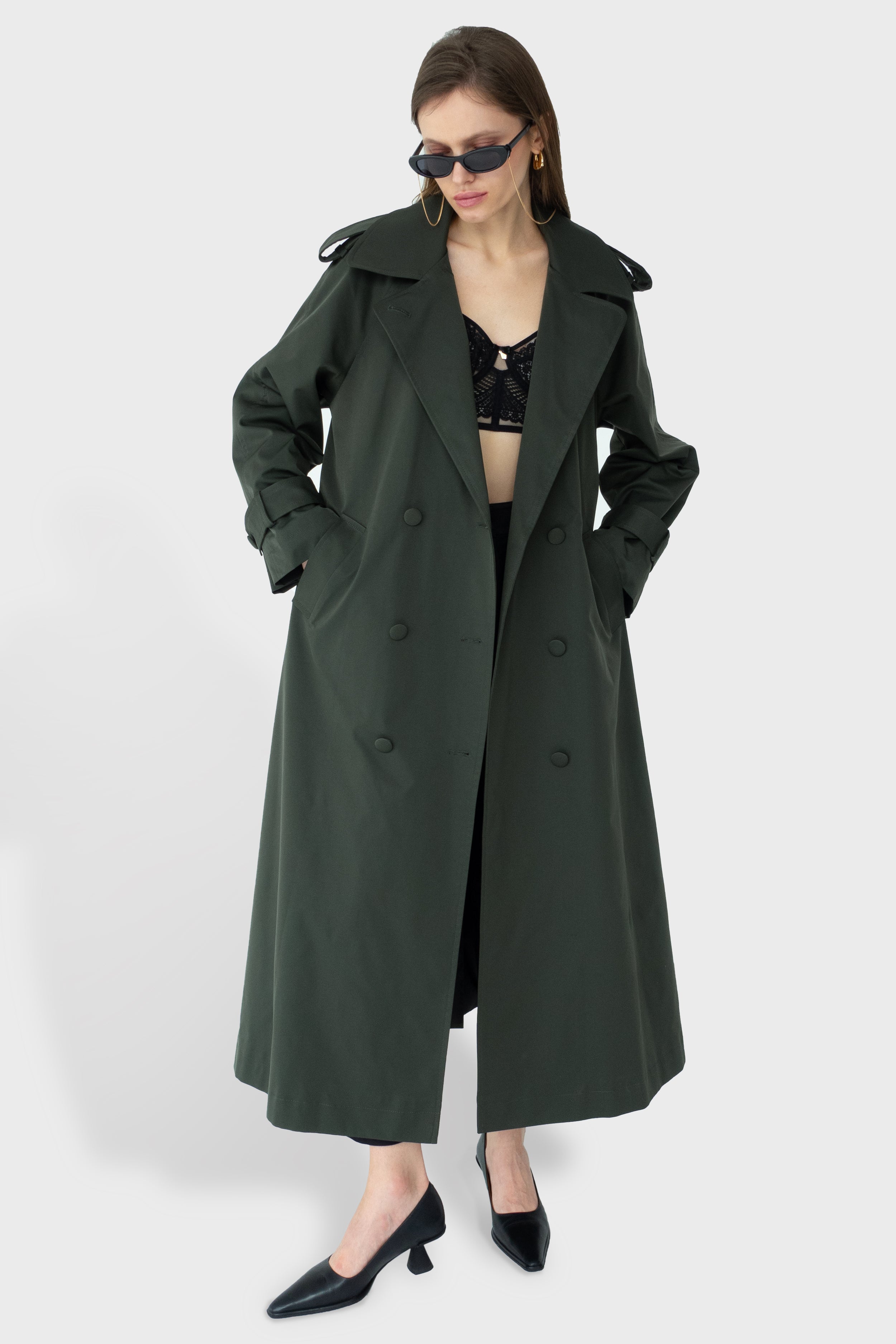 AMSTERDAM trench coat / forest green