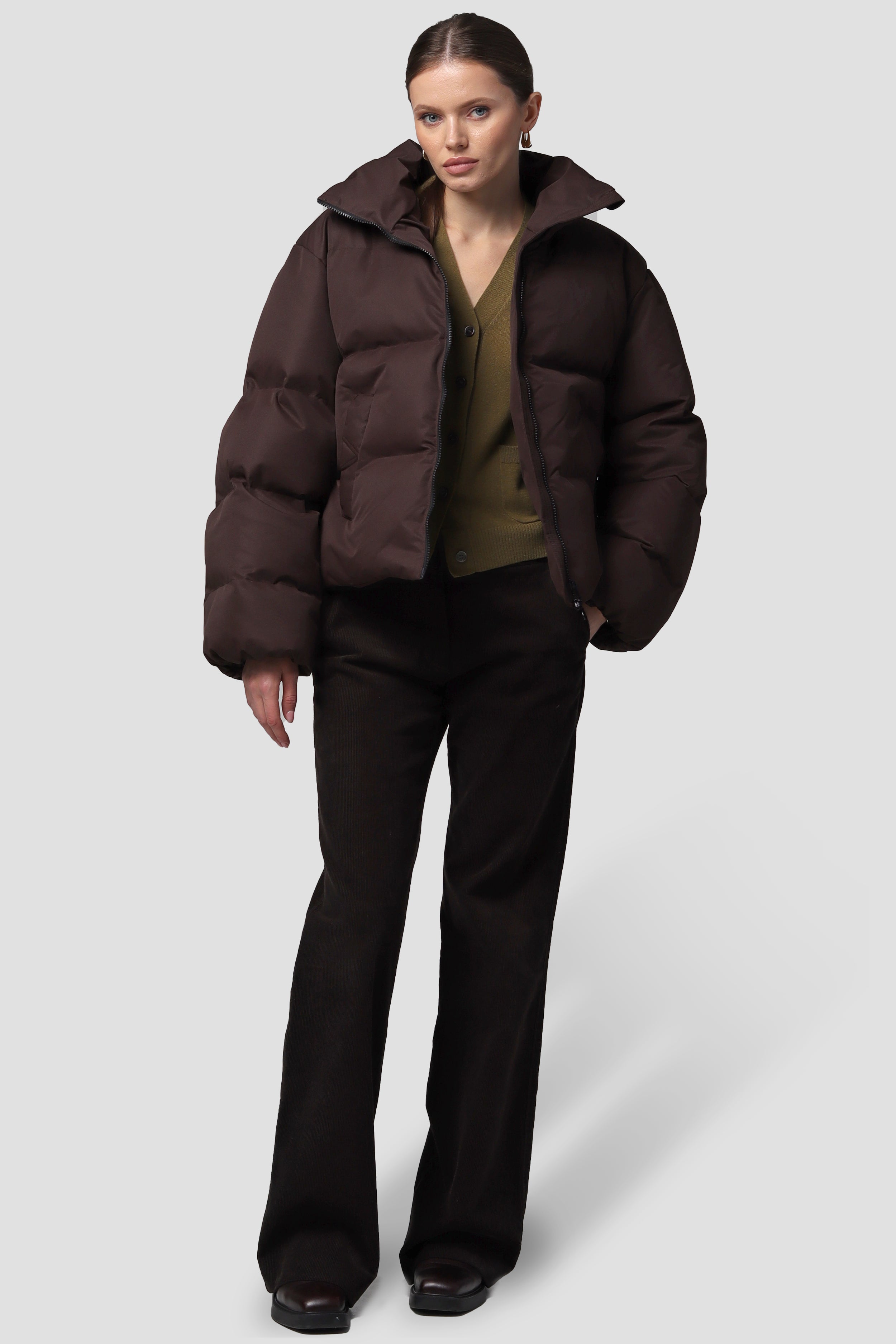 MORITZ puffer jacket in chocolate